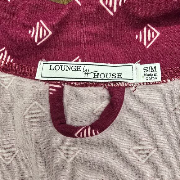 Women's Lounge House Maroon Geometric Pattern Belted Robe | Size Small/Medium - Picture 9 of 11
